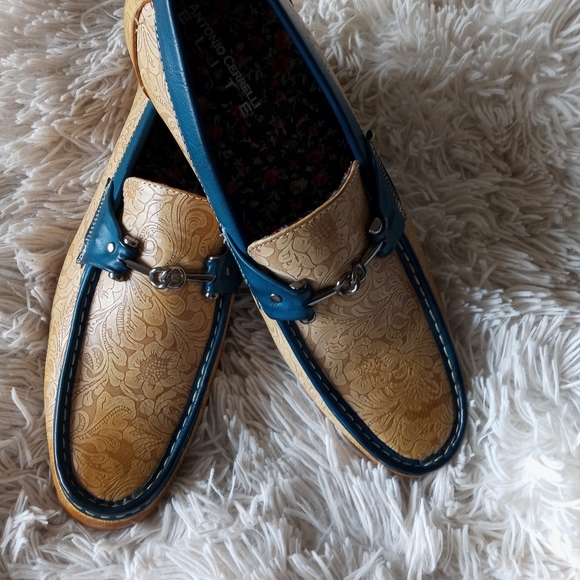 Antonio Cerrelli Mens tan scotch and navy loafers - Picture 11 of 11